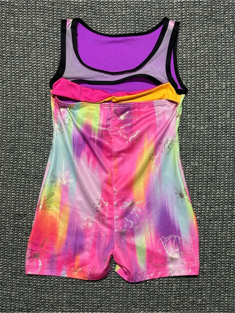 Justice Girls' Multicolor Paint-Stroke Print Gymnastics Biketard